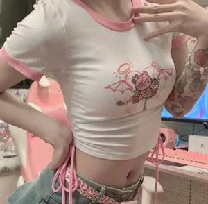 Cute Pink &amp; White Crop Top