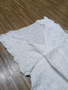 White Eyelet Ruffle Top