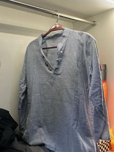 Stylish Blue Henley Shirt