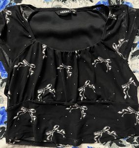 Cute Bow Print Top