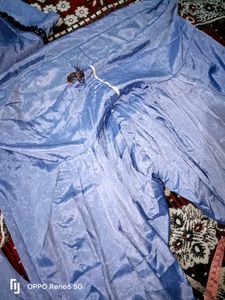sky Blue Pakistani shining crepe full  patiyala