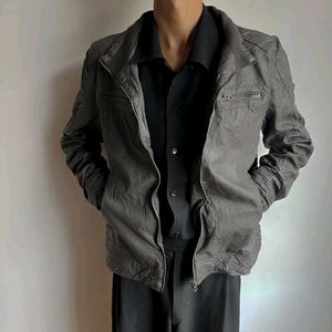 Stylish Grey Leather Jacket |Price Is 1299 Not 999