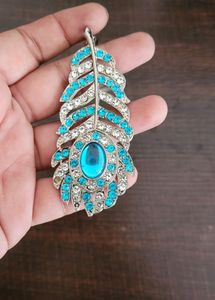 Oh My God Krishna Mor Pankh Metal Keychain Blue Colour
