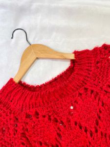 Pinterest Crochet Red Oversized Top