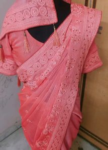 beautiful 😍 saree with blouse 🔥