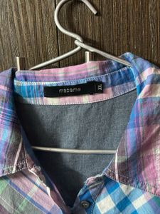 Plaid Denim Trim Tunic