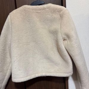 Zara Cream Faux Fur Fireman clasp Jacket