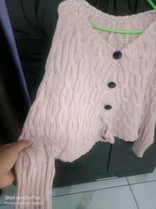 Pink Buttoned Ponchu