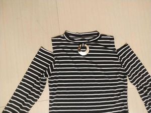Striped Cold Shoulder Top