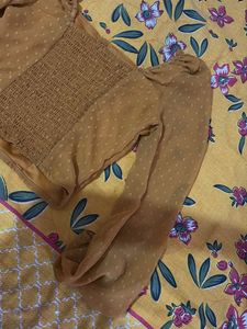 Cute Mustard Puff Sleeve Top