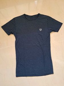 Mens Navy Blue Cotton Tshirt