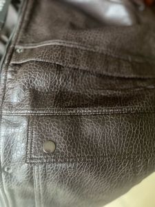 Brown Faux Leather Bomber Jacket