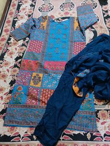 Multi Color Daily Wear Suit With Pant And Dupatta