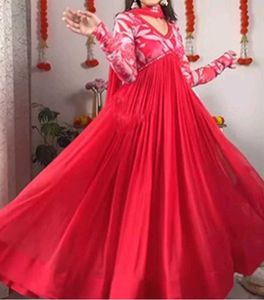 Red Colour Anarkali Kurti
