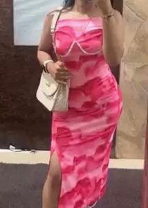 Pink Patterned Bodycon Dress