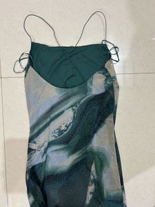 Green Marble Print Midi Slip Dress
