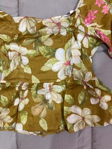 Label Ritu Kumar Olive Floral Print Top