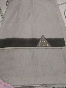 Grey Saree With Special Design &amp; Stiched Blouse