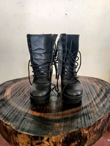 Women Long Boots + Black Stockings