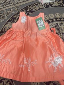 Cute Peach Dress with Floral Detail