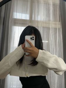 Cropped White Cardigan (Bolero)