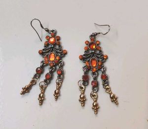 Beautiful Earrings Orange Stone