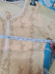Beige Colour Embroidered Kurti With Narrow Pant