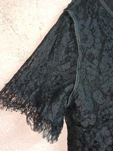 See-through Fashion Lace Top Black