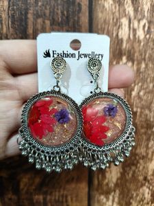 Floral Resin Dangle Earrings