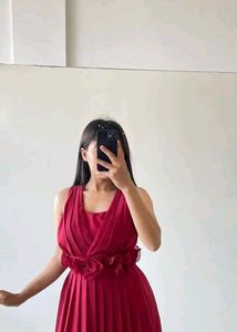 Maroon Ruffled Dress