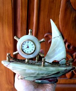 Beautiful Marble Ship Paperweight Home Decor