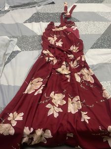 Unused Floral Print Maxi Dress with halter neck