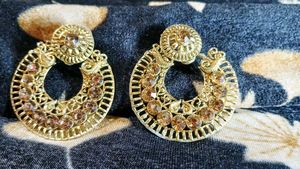 Stunning Gold-Toned Chandbali Earrings