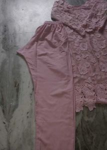 Pink Floral Dress Material