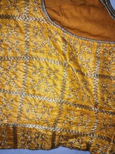 Mustard Yellow Blouse With Thread Zari