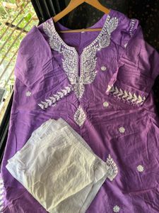 Lavender Embroidered 3XL suit set
