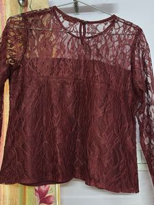 Maroon Lace Top