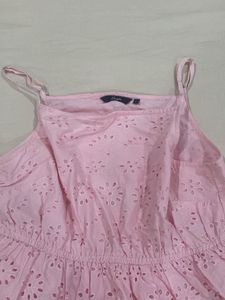 Baby Pink Short Length Dress With Spaghetti Straps