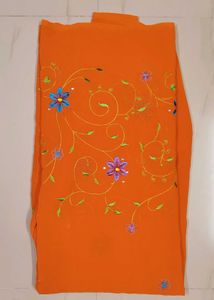 Orange Embroidered Saree