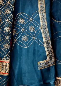 Teal &amp; Gold Dress Material