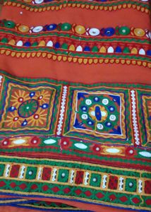 A Heavy Orange Blue Saree