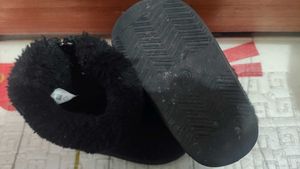 Black Faux Suede Buckle Winter Boots