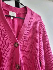 Hot Pink Button-Down Cardigan