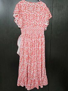 Floral Ruffle Sleeve Midi Dress