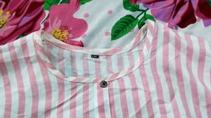 Pink Striped Button-Up Top