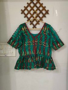 Sequin Ethnic Custom Peplum Top