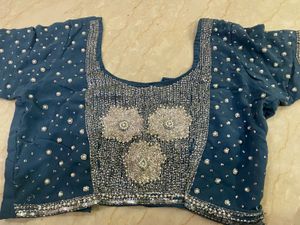 Royal Pearl Beaded Heavy Embellished Grey Saree