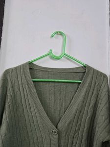 Green Button-Down Cardigan fits M~L
