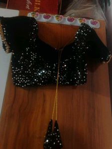 Stunning Black Sequin Saree with Blouse