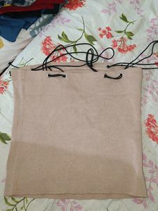 Beige Tube Top With Double Strips(Never Worn)
